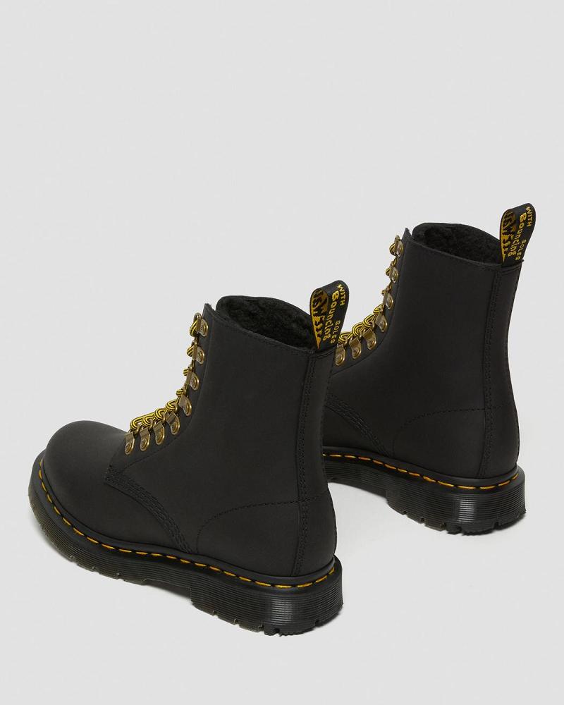 Black Women's Dr Martens 1460 Pascal DM's Wintergrip Leather Winter Boots | CA 275BEX